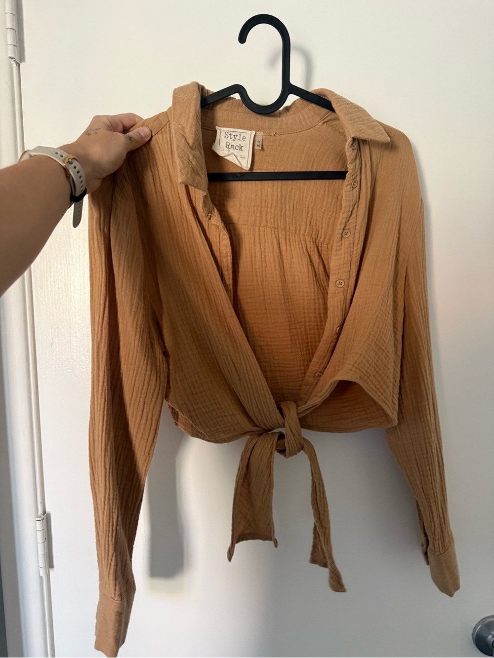 Style Rack Caramel Tie-Front Button Down Shirt